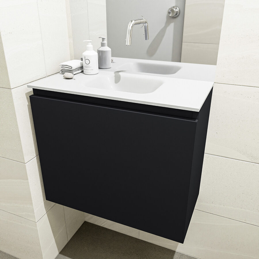 MONDIAZ OLAN 60cm toiletmeubel urban. LEX wastafel talc positie midden. Zonder kraangat - Afbeelding 3