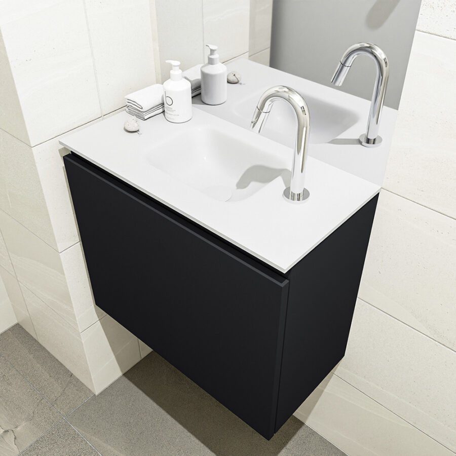 MONDIAZ OLAN 60cm toiletmeubel urban. LEX wastafel talc positie midden. Met 1 kraangat - Afbeelding 2