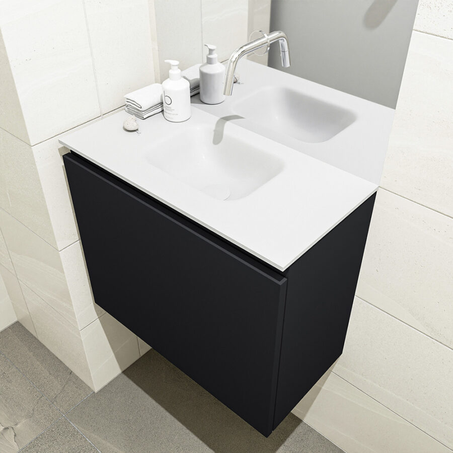 MONDIAZ OLAN 60cm toiletmeubel urban. LEX wastafel talc positie midden. Zonder kraangat - Afbeelding 2