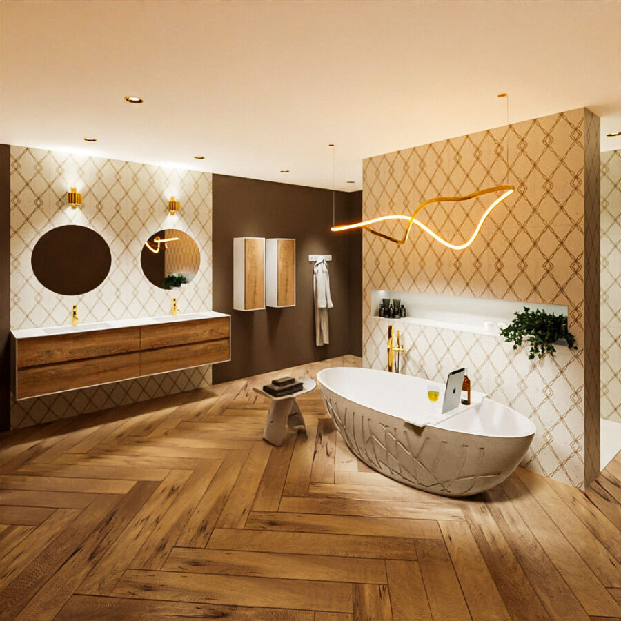 MONDIAZ HOLM vrijstaand bad 180x85cm kleur Oro / Talc - Afbeelding 3