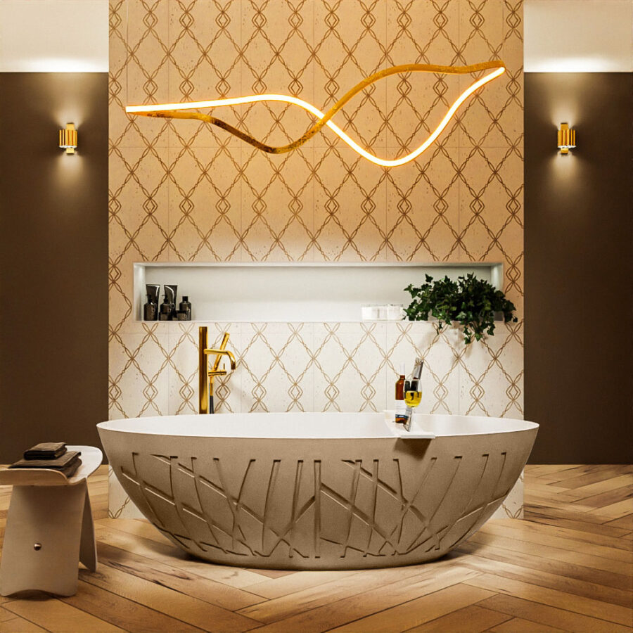 MONDIAZ HOLM vrijstaand bad 180x85cm kleur Oro / Talc - Afbeelding 4
