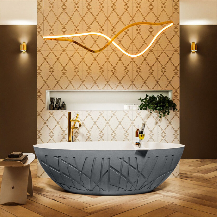 MONDIAZ HOLM vrijstaand bad 180x85cm kleur Plata / Talc - Afbeelding 4