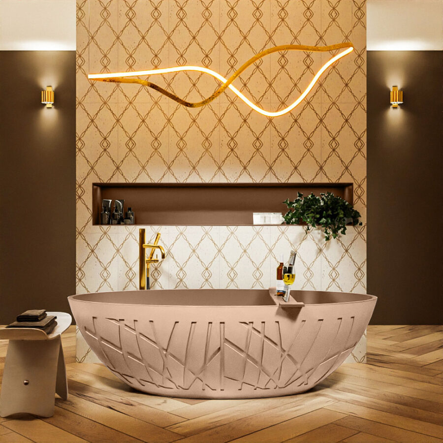 MONDIAZ HOLM vrijstaand bad 180x85cm kleur Rosee / Rosee - Afbeelding 4