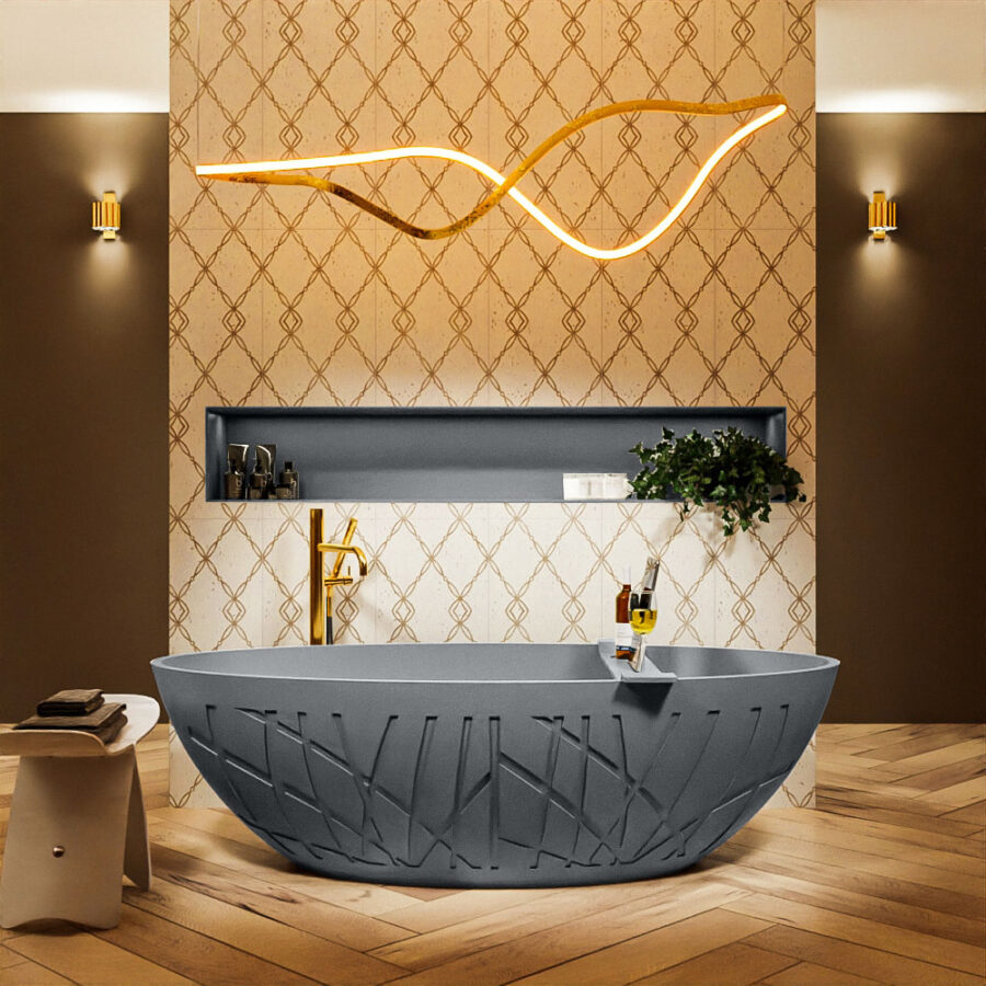MONDIAZ HOLM vrijstaand bad 180x85cm kleur Plata / Plata - Afbeelding 4