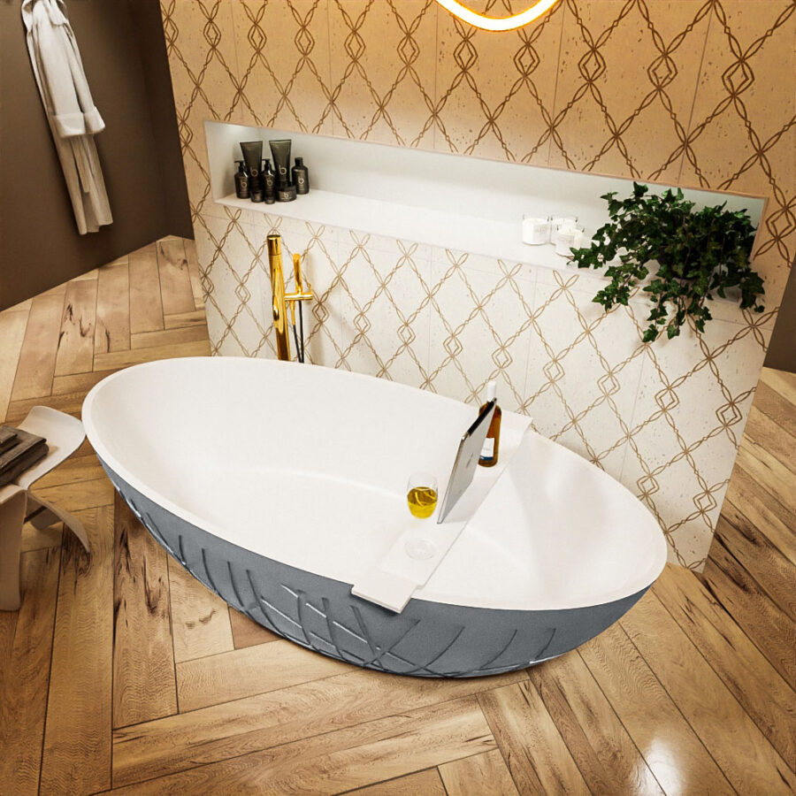 MONDIAZ HOLM vrijstaand bad 180x85cm kleur Plata / Talc - Afbeelding 2