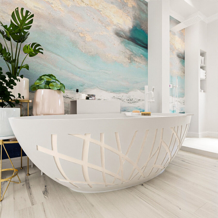 MONDIAZ HOLM DESIGN  vrijstaand bad 180x85cm kleur linen / Talc - Afbeelding 4