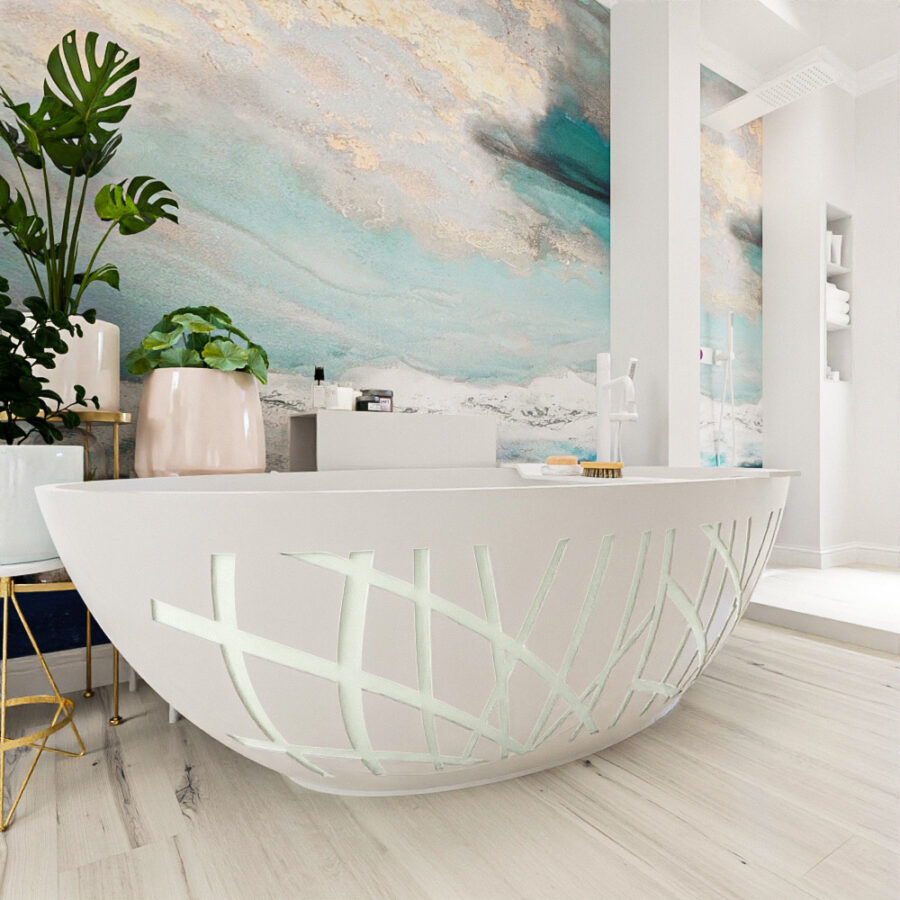 MONDIAZ HOLM DESIGN  vrijstaand bad 180x85cm kleur Greey / Talc - Afbeelding 4