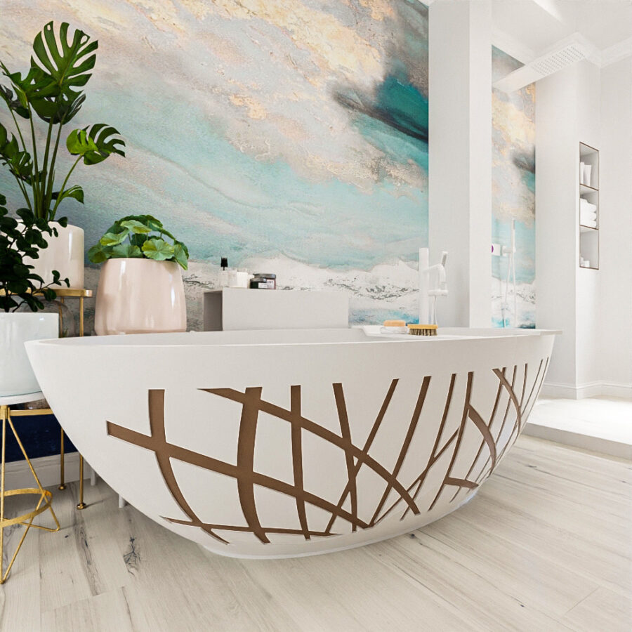 MONDIAZ HOLM DESIGN  vrijstaand bad 180x85cm kleur Rust / Talc - Afbeelding 4