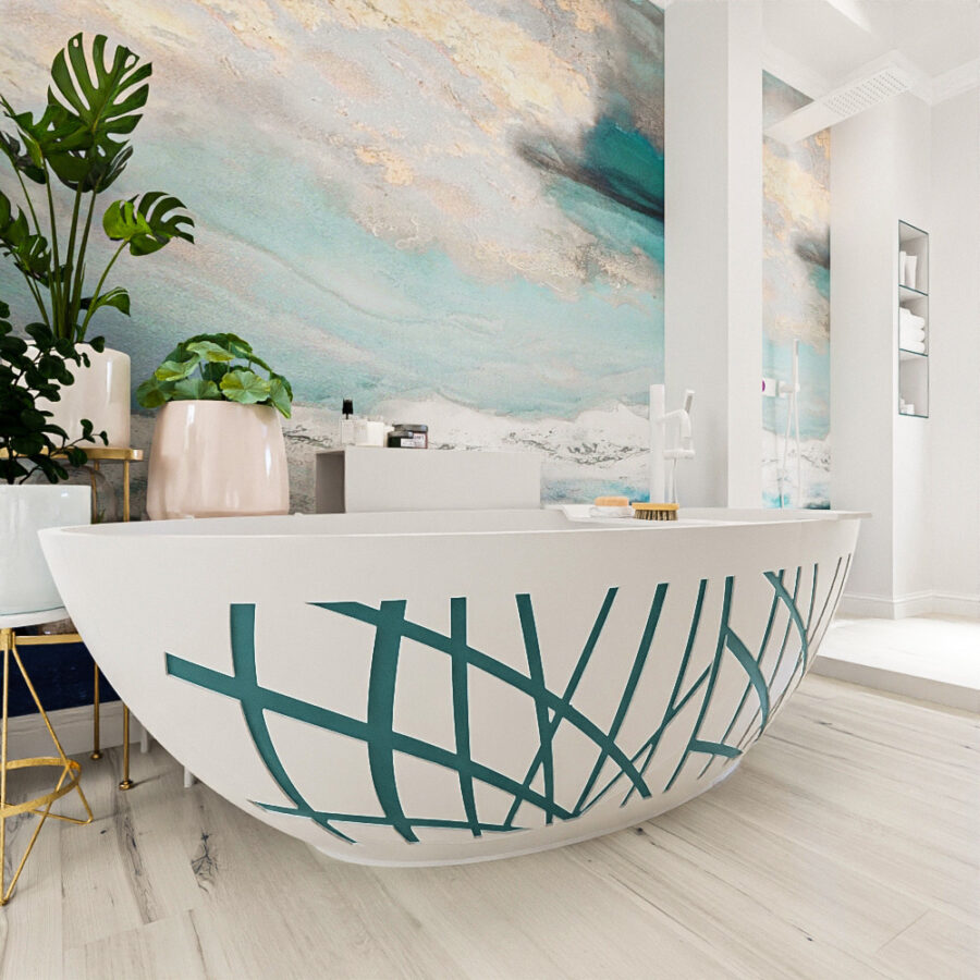 MONDIAZ HOLM DESIGN  vrijstaand bad 180x85cm kleur Smag / Talc - Afbeelding 4