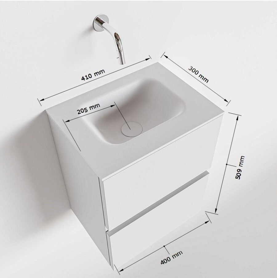 MONDIAZ ADA 40cm toiletmeubel cale. LEX wastafel talc positie midden. Zonder kraangat - Afbeelding 5
