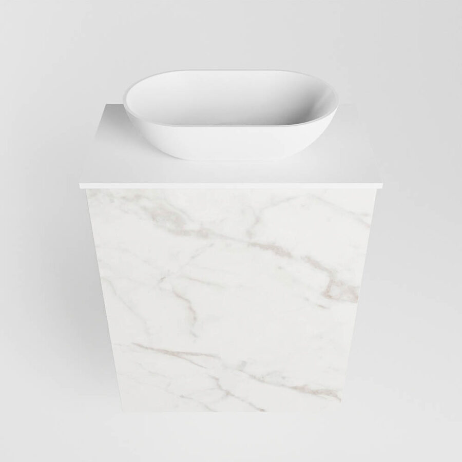 MONDIAZ FOWY toiletmeubel 40cm kleur Carrara. Waskom positie midden kleur talc | talc. Zonder kraangat - Afbeelding 5