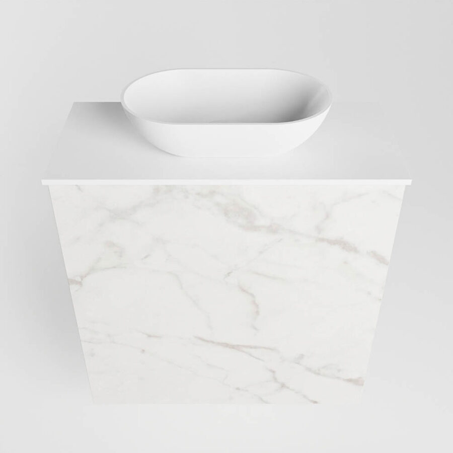 MONDIAZ FOWY toiletmeubel 50cm kleur Carrara. Waskom positie midden kleur talc | talc. Zonder kraangat - Afbeelding 5