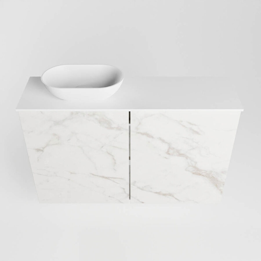 MONDIAZ FOWY toiletmeubel 80cm kleur Carrara. Waskom positie links kleur talc | talc. Met 1 kraangat - Afbeelding 5