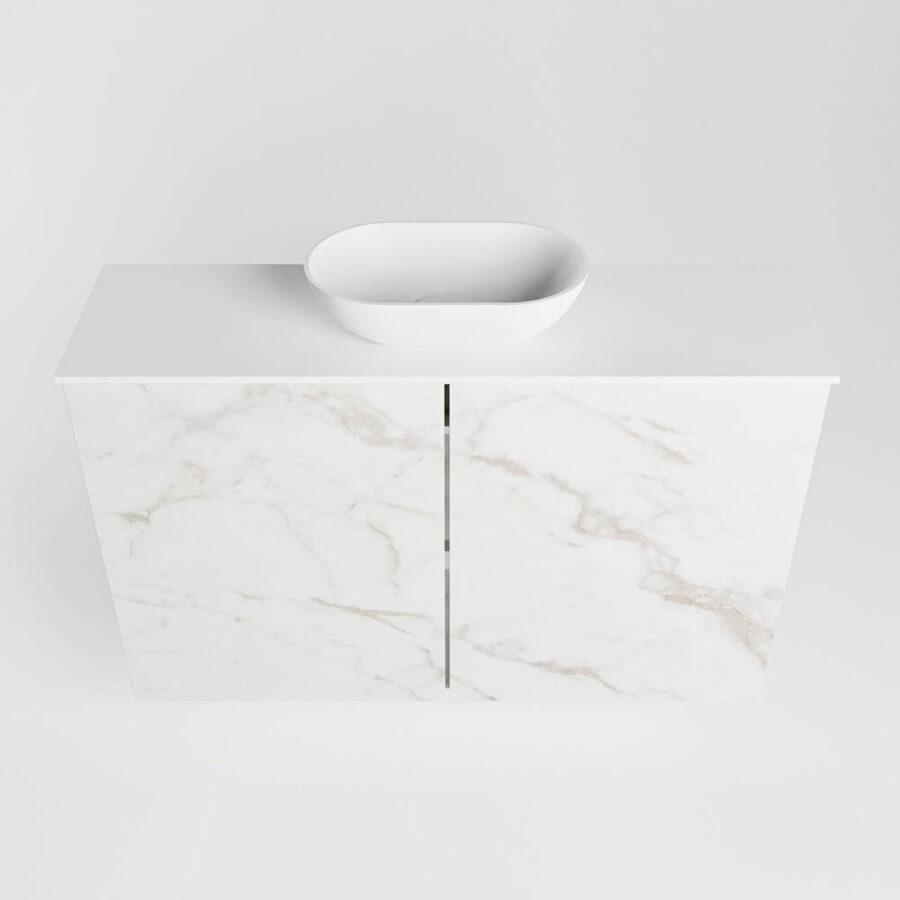 MONDIAZ FOWY toiletmeubel 80cm kleur Carrara. Waskom positie midden kleur talc | talc. Zonder kraangat - Afbeelding 5
