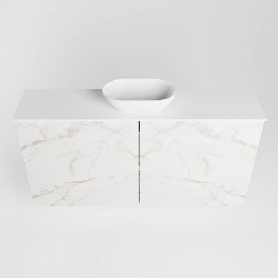 MONDIAZ FOWY toiletmeubel 100cm kleur Carrara. Waskom positie midden kleur talc | talc. Met 1 kraangat - Afbeelding 5