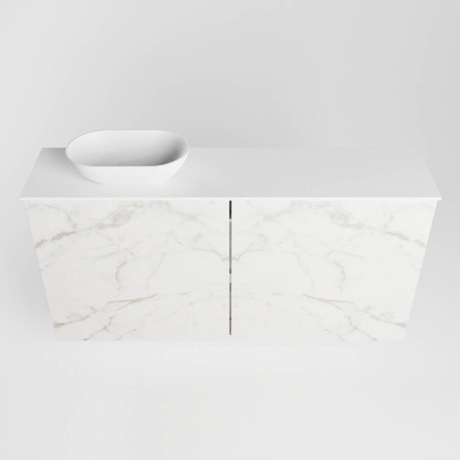 MONDIAZ FOWY toiletmeubel 100cm kleur Carrara. Waskom positie links kleur talc | talc. Met 1 kraangat - Afbeelding 5