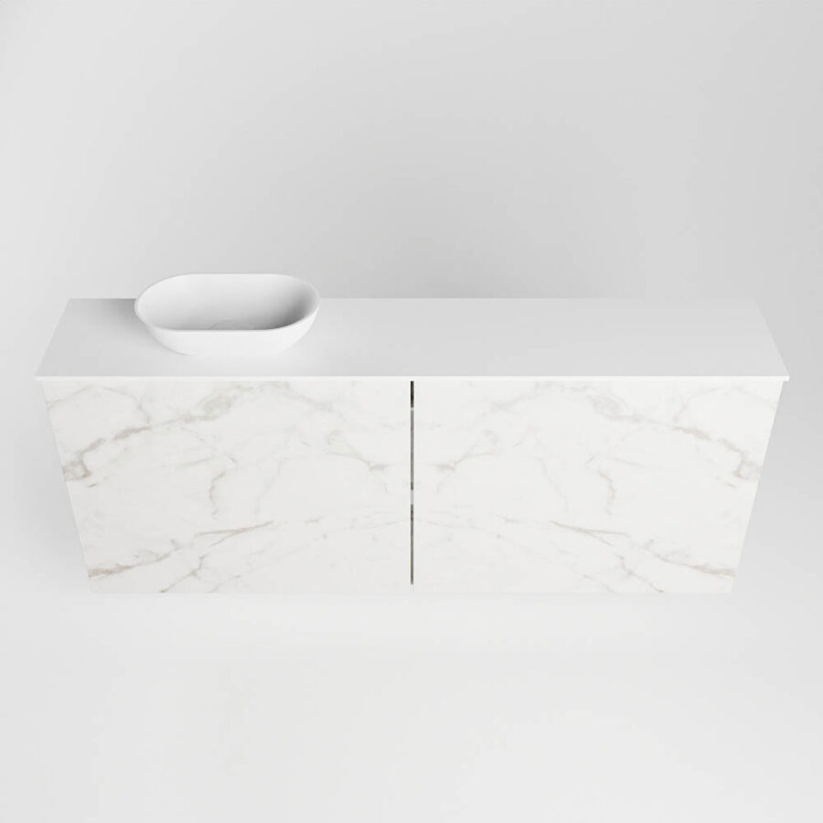 MONDIAZ FOWY toiletmeubel 120cm kleur Carrara. Waskom positie links kleur talc | talc. Met 1 kraangat - Afbeelding 5