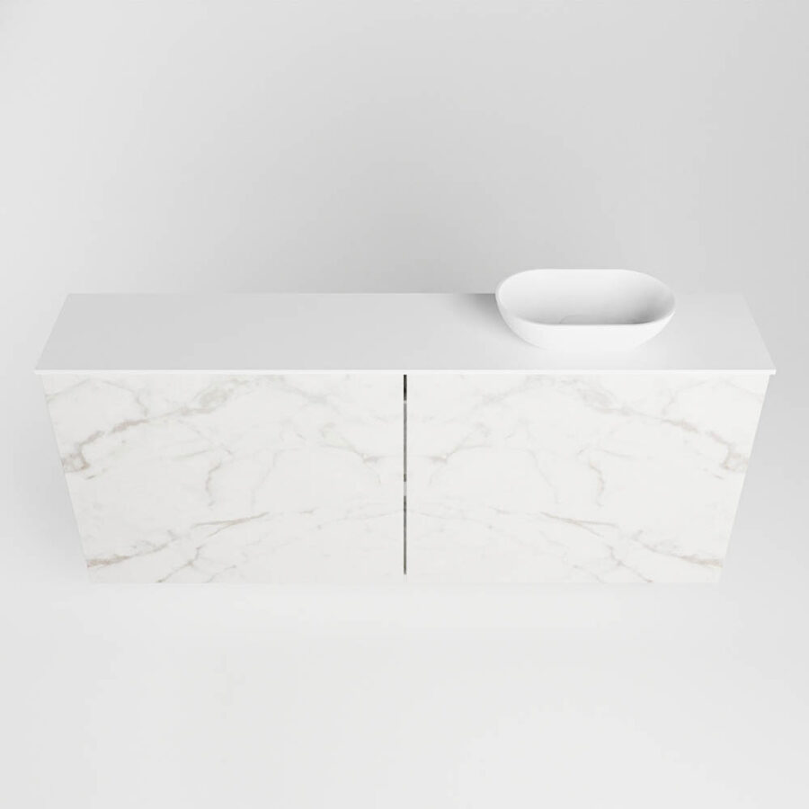 MONDIAZ FOWY toiletmeubel 120cm kleur Carrara. Waskom positie rechts kleur talc | talc. Met 1 kraangat - Afbeelding 5