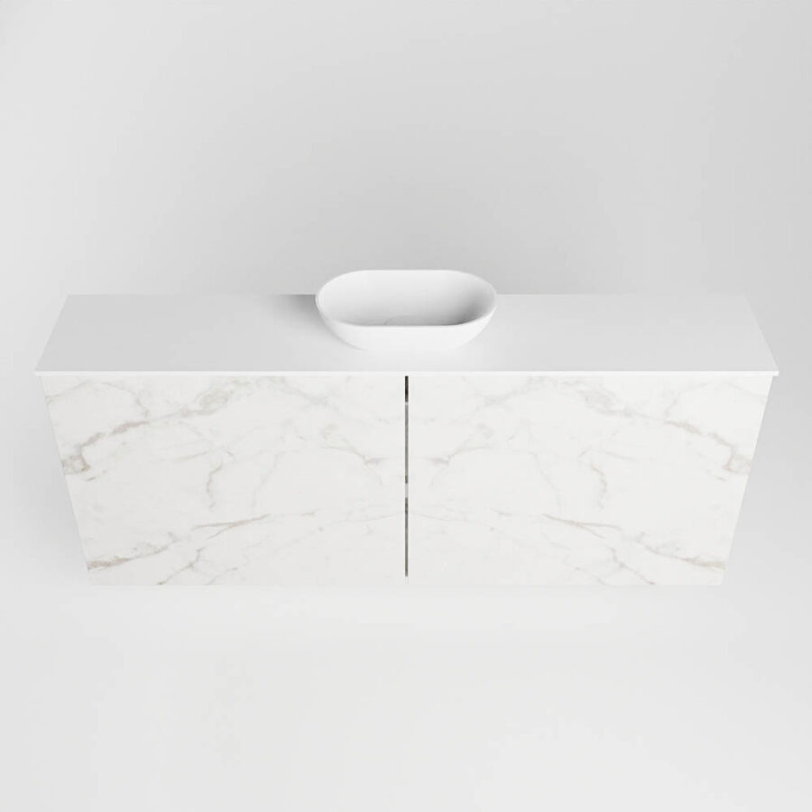 MONDIAZ FOWY toiletmeubel 120cm kleur Carrara. Waskom positie midden kleur talc | talc. Zonder kraangat - Afbeelding 5