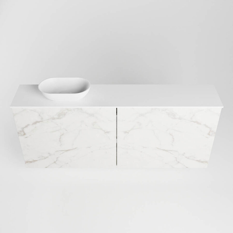 MONDIAZ FOWY toiletmeubel 120cm kleur Carrara. Waskom positie links kleur talc | talc. Zonder kraangat - Afbeelding 5