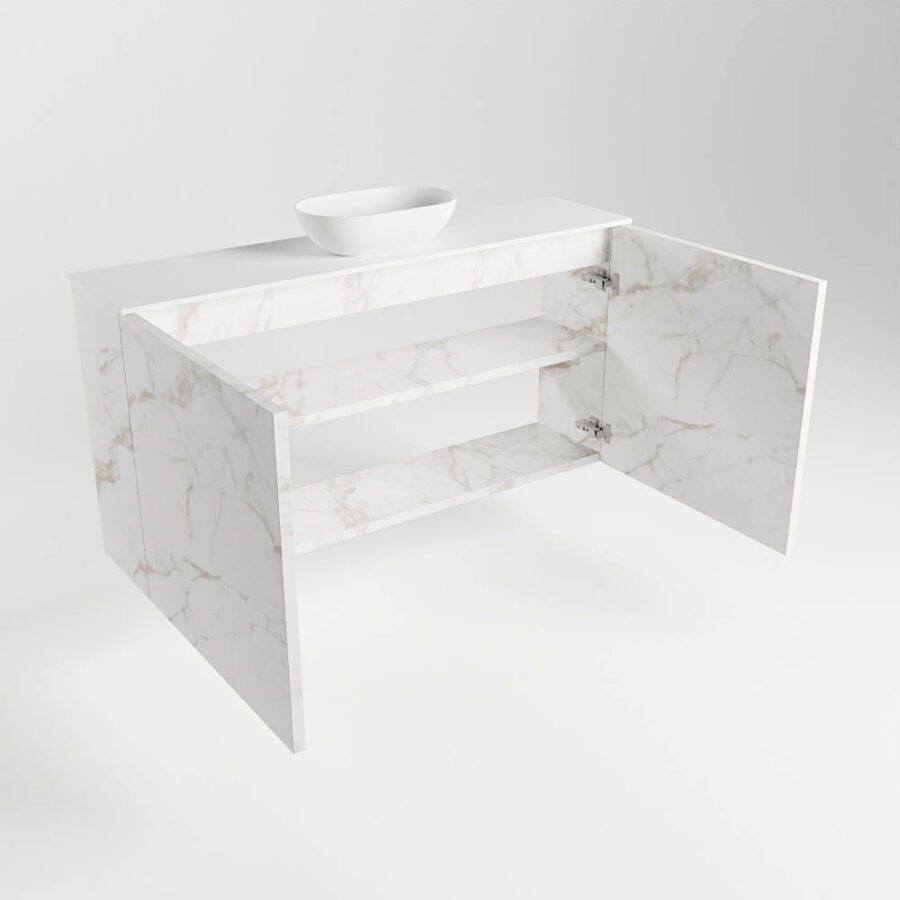MONDIAZ FOWY toiletmeubel 100cm kleur Carrara. Waskom positie midden kleur talc | talc. Zonder kraangat - Afbeelding 6