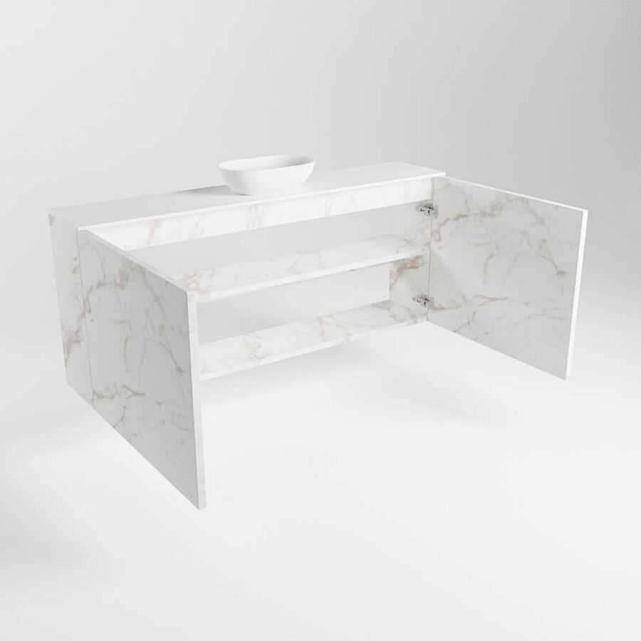 MONDIAZ FOWY toiletmeubel 120cm kleur Carrara. Waskom positie midden kleur talc | talc. Zonder kraangat - Afbeelding 6