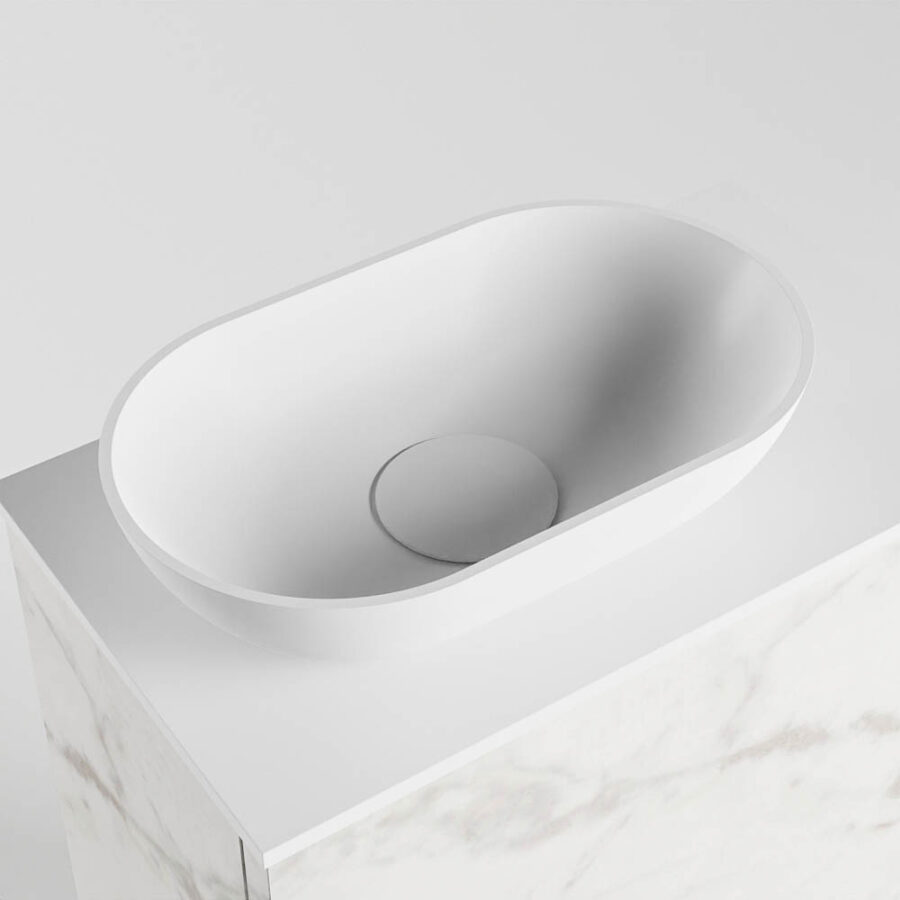 MONDIAZ FOWY toiletmeubel 40cm kleur Carrara. Waskom positie links kleur talc | talc. Met 1 kraangat - Afbeelding 7