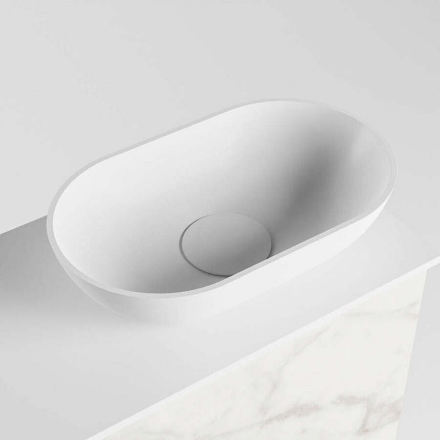 MONDIAZ FOWY toiletmeubel 40cm kleur Carrara. Waskom positie rechts kleur talc | talc. Met 1 kraangat - Afbeelding 7