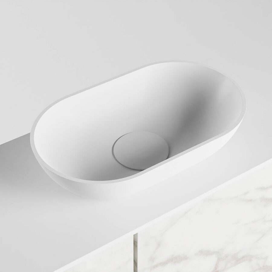 MONDIAZ FOWY toiletmeubel 60cm kleur Carrara. Waskom positie rechts kleur talc | talc. Met 1 kraangat - Afbeelding 7