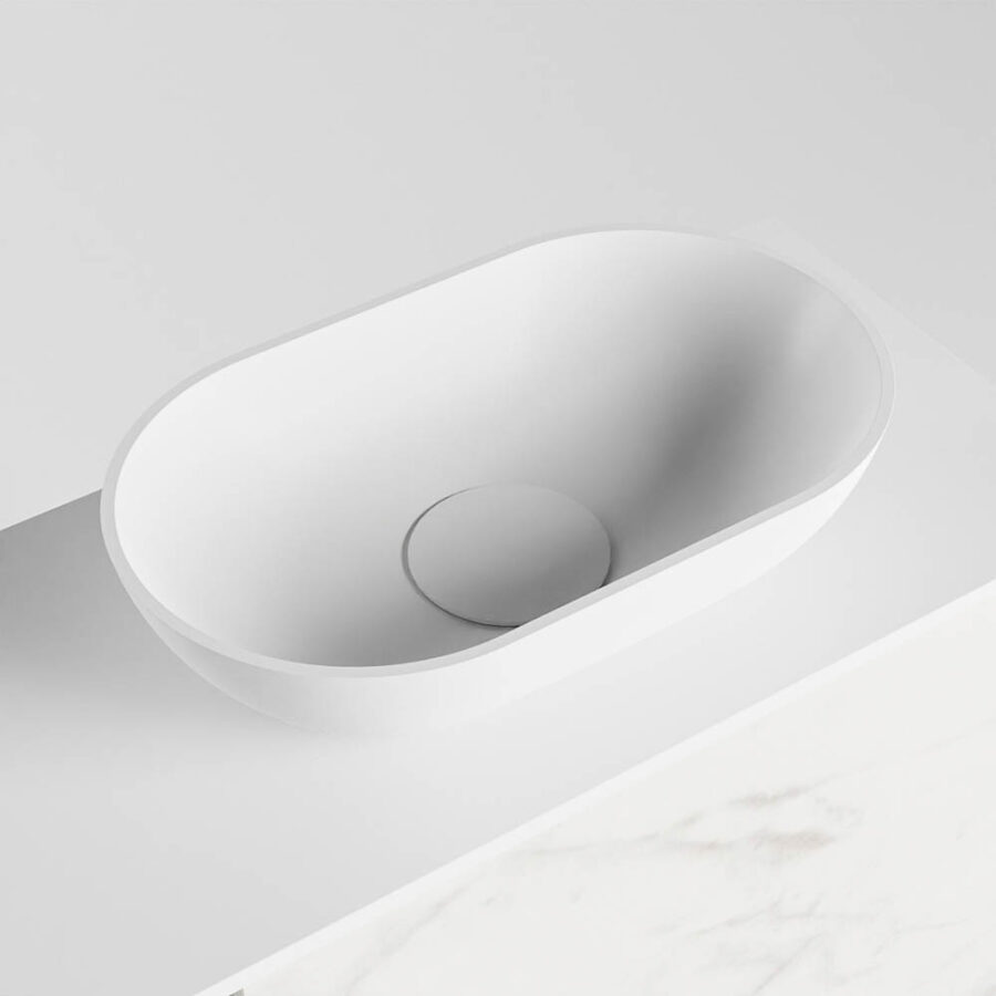 MONDIAZ FOWY toiletmeubel 80cm kleur Carrara. Waskom positie rechts kleur talc | talc. Met 1 kraangat - Afbeelding 7