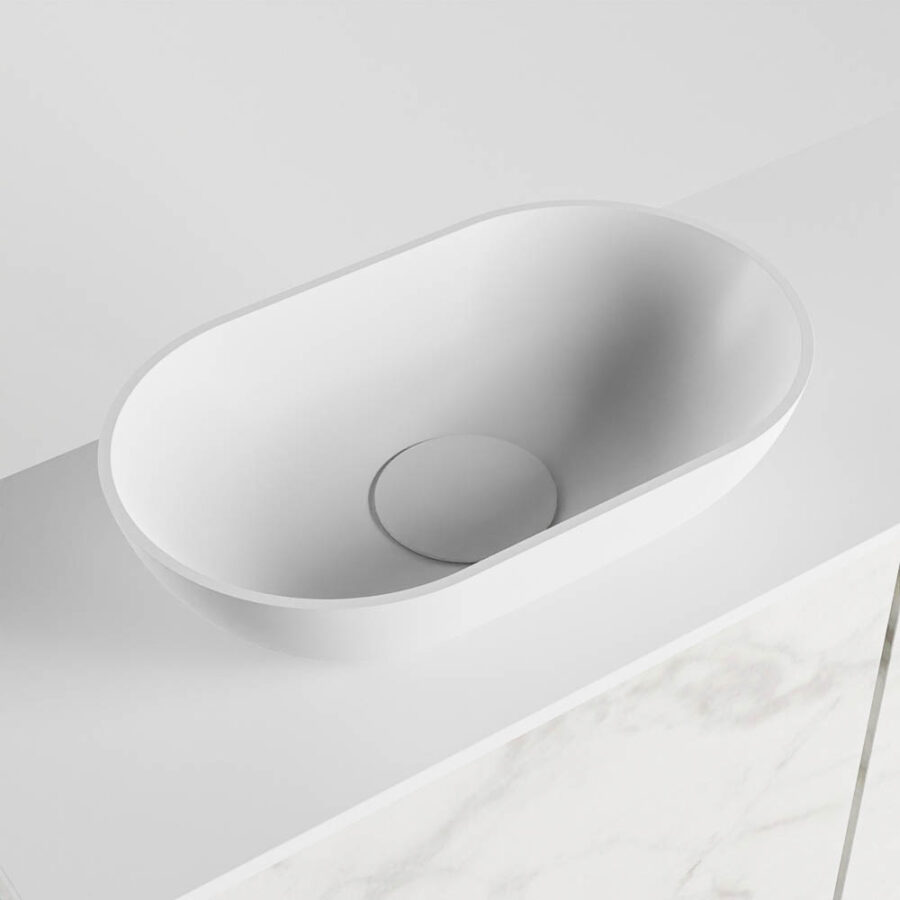 MONDIAZ FOWY toiletmeubel 80cm kleur Carrara. Waskom positie links kleur talc | talc. Zonder kraangat - Afbeelding 7