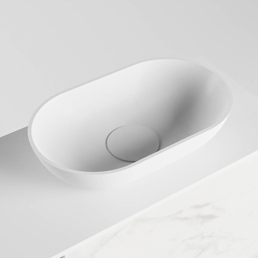 MONDIAZ FOWY toiletmeubel 80cm kleur Carrara. Waskom positie rechts kleur talc | talc. Zonder kraangat - Afbeelding 7