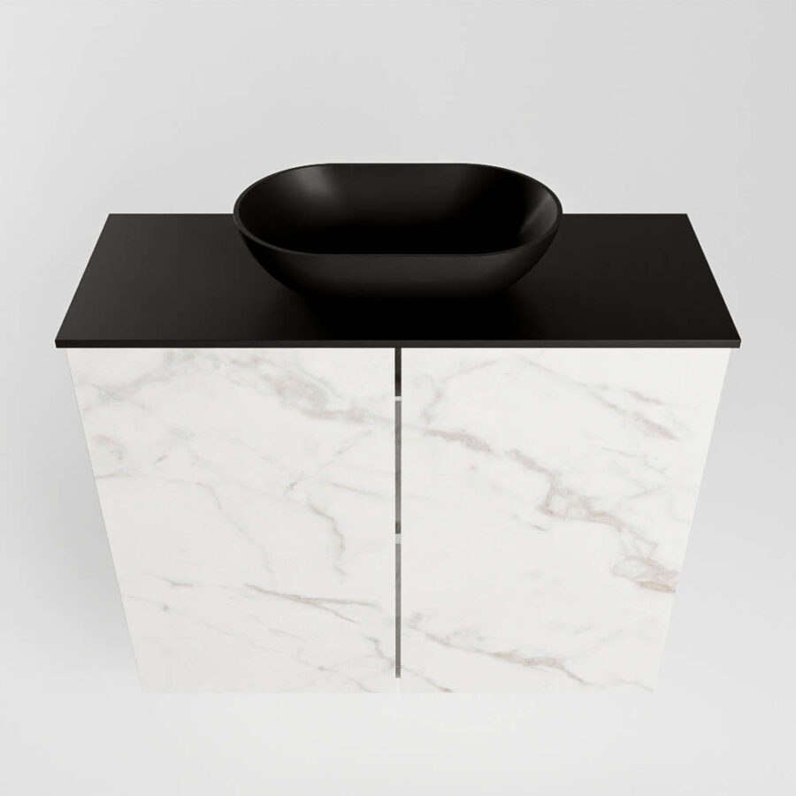 MONDIAZ FOWY toiletmeubel 60cm kleur Carrara. Waskom positie midden kleur urban | urban. Met 1 kraangat - Afbeelding 5