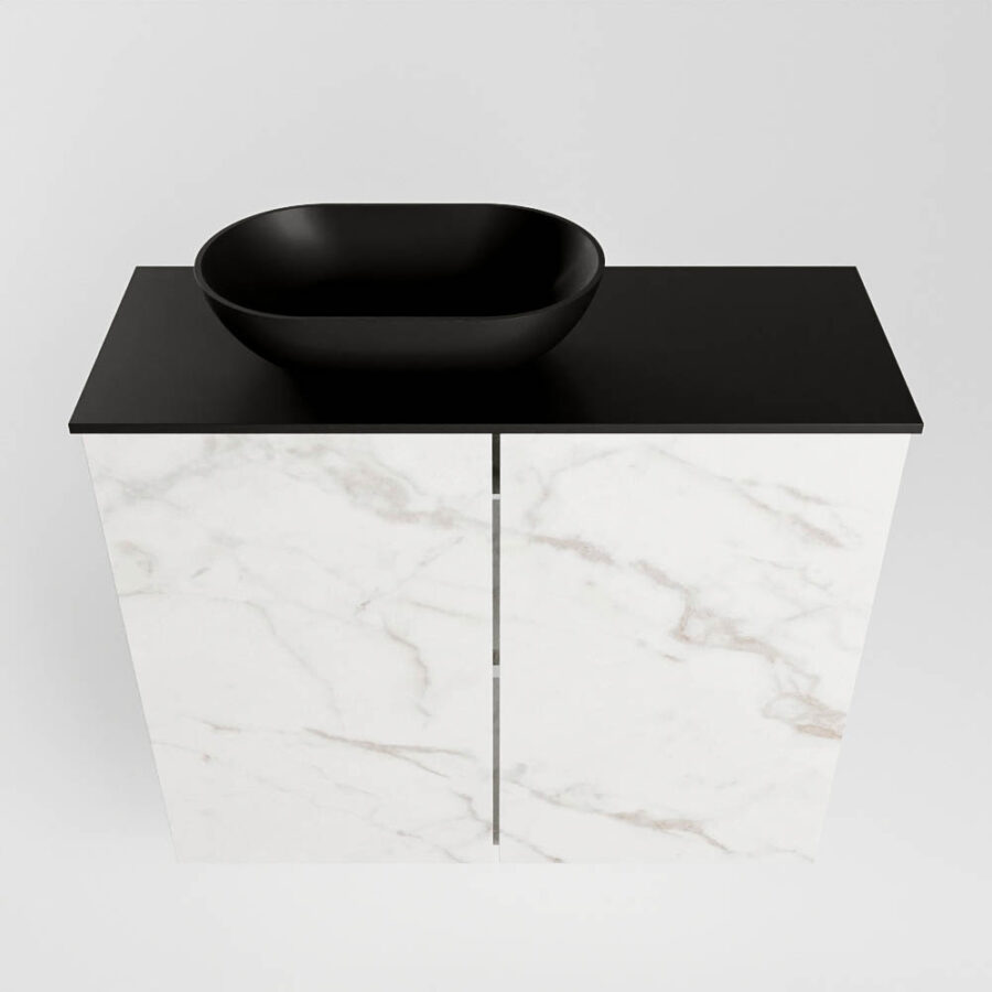MONDIAZ FOWY toiletmeubel 60cm kleur Carrara. Waskom positie links kleur urban | urban. Met 1 kraangat - Afbeelding 5