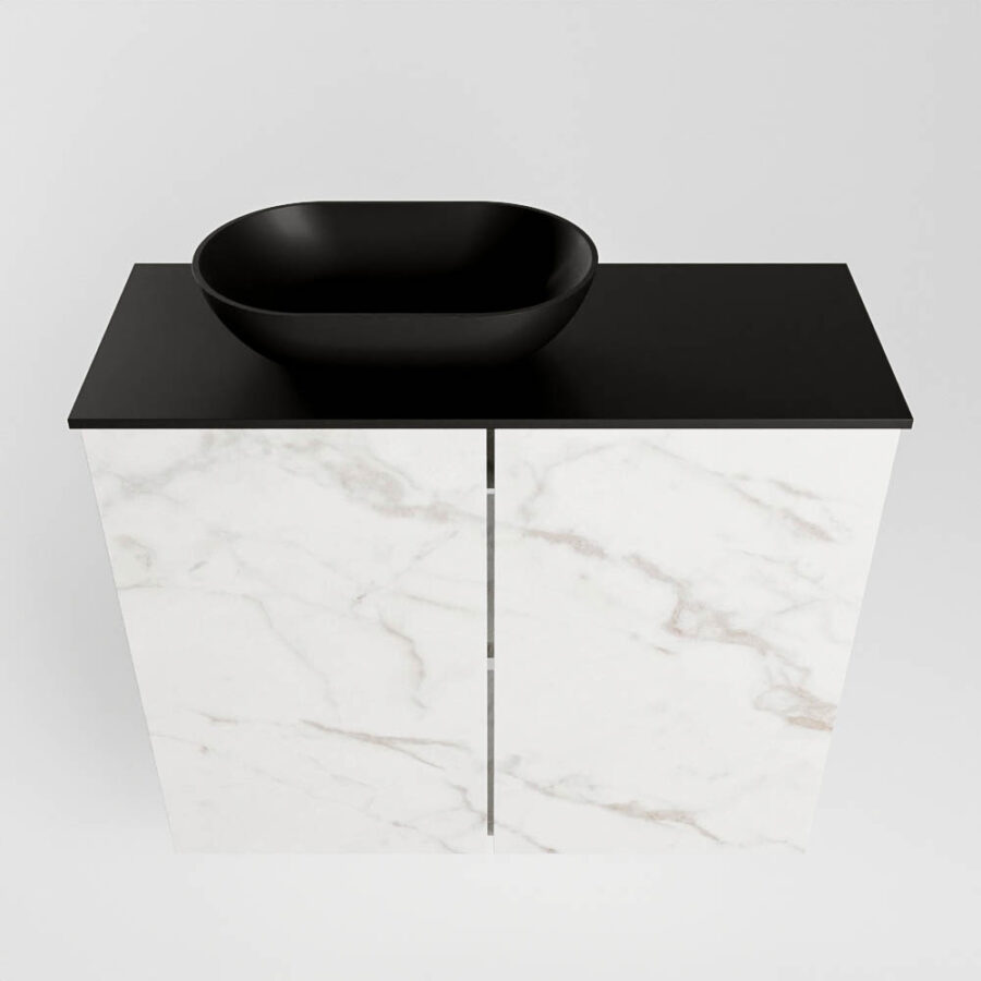 MONDIAZ FOWY toiletmeubel 60cm kleur Carrara. Waskom positie links kleur urban | urban. Zonder kraangat - Afbeelding 5