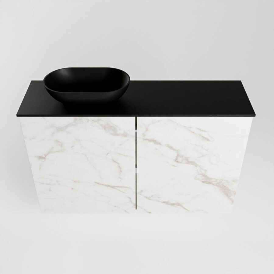 MONDIAZ FOWY toiletmeubel 80cm kleur Carrara. Waskom positie links kleur urban | urban. Met 1 kraangat - Afbeelding 5