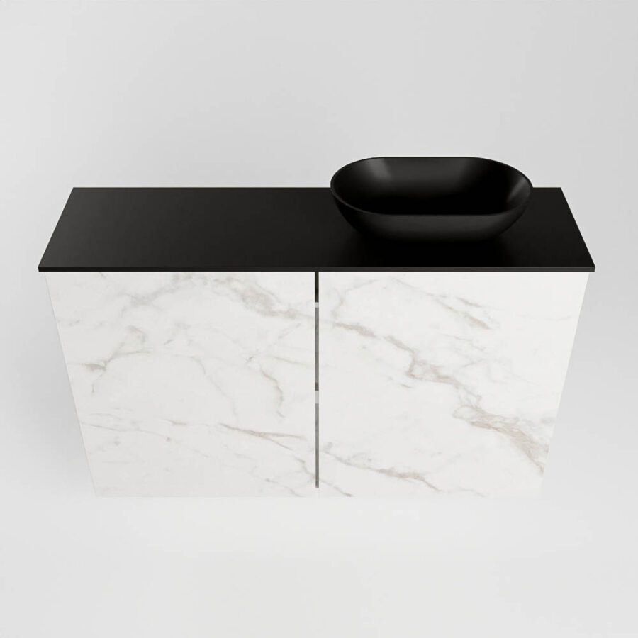 MONDIAZ FOWY toiletmeubel 80cm kleur Carrara. Waskom positie rechts kleur urban | urban. Met 1 kraangat - Afbeelding 5