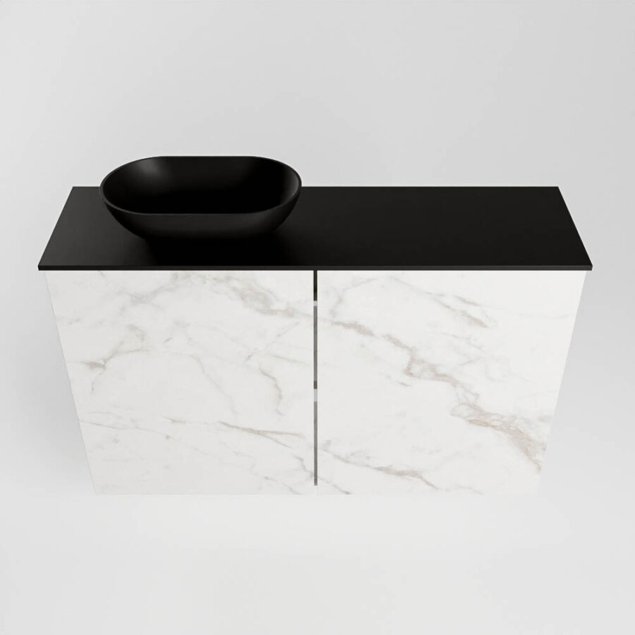 MONDIAZ FOWY toiletmeubel 80cm kleur Carrara. Waskom positie links kleur urban | urban. Zonder kraangat - Afbeelding 5
