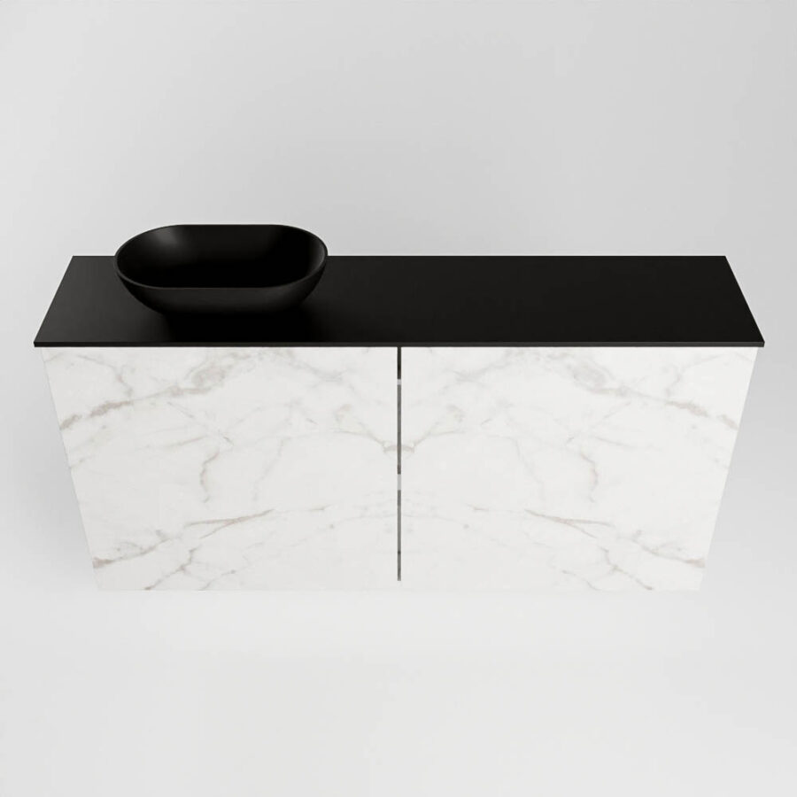 MONDIAZ FOWY toiletmeubel 100cm kleur Carrara. Waskom positie links kleur urban | urban. Zonder kraangat - Afbeelding 5