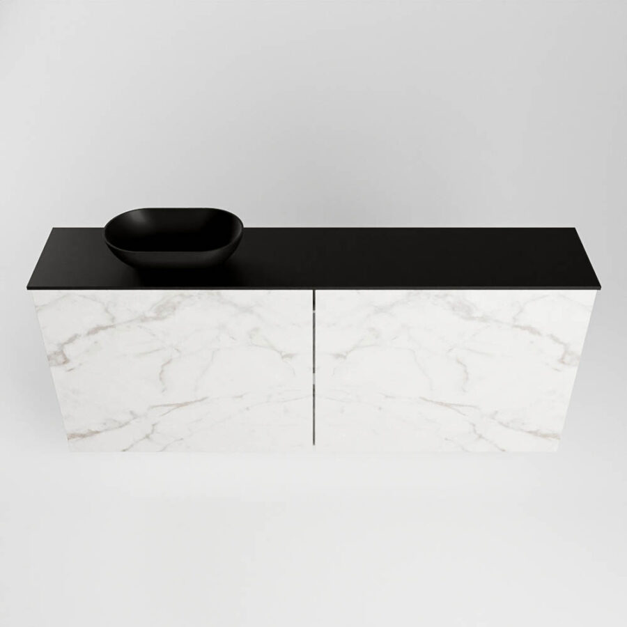 MONDIAZ FOWY toiletmeubel 120cm kleur Carrara. Waskom positie links kleur urban | urban. Zonder kraangat - Afbeelding 5