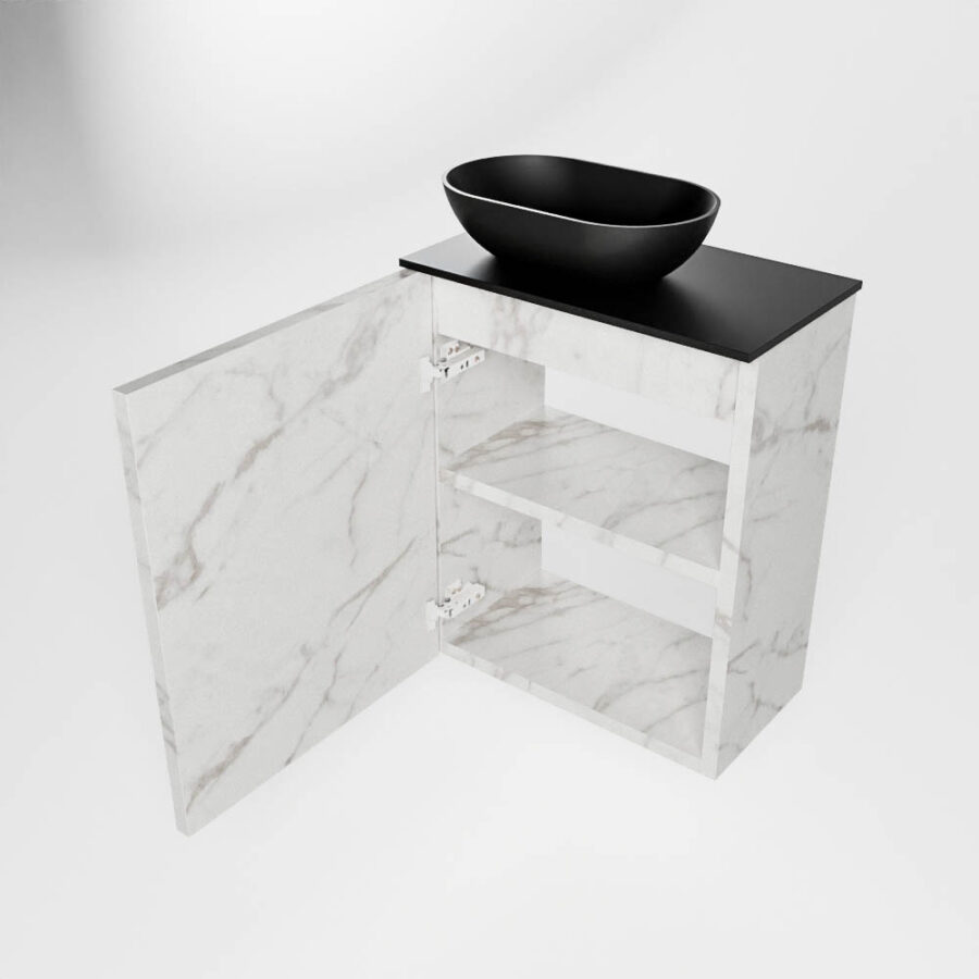 MONDIAZ FOWY toiletmeubel 40cm kleur Carrara. Waskom positie links kleur urban | urban. Met 1 kraangat - Afbeelding 6