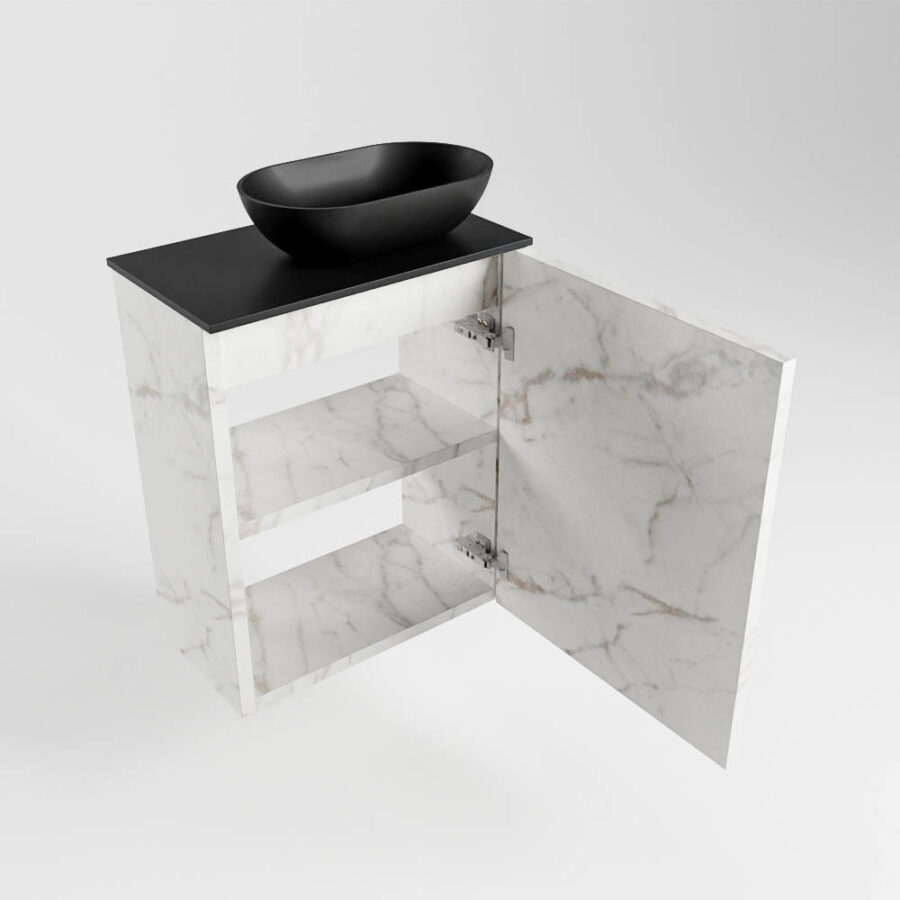 MONDIAZ FOWY toiletmeubel 40cm kleur Carrara. Waskom positie rechts kleur urban | urban. Met 1 kraangat - Afbeelding 6