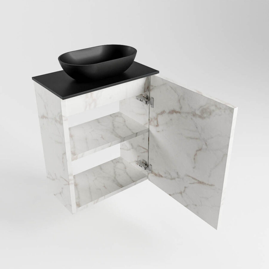 MONDIAZ FOWY toiletmeubel 40cm kleur Carrara. Waskom positie midden kleur urban | urban. Zonder kraangat - Afbeelding 6