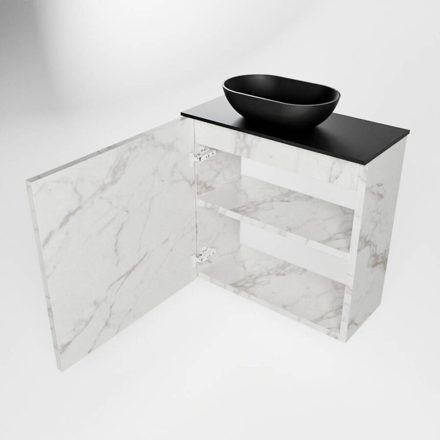 MONDIAZ FOWY toiletmeubel 50cm kleur Carrara. Waskom positie links kleur urban | urban. Met 1 kraangat - Afbeelding 6