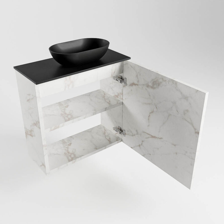 MONDIAZ FOWY toiletmeubel 50cm kleur Carrara. Waskom positie rechts kleur urban | urban. Met 1 kraangat - Afbeelding 6