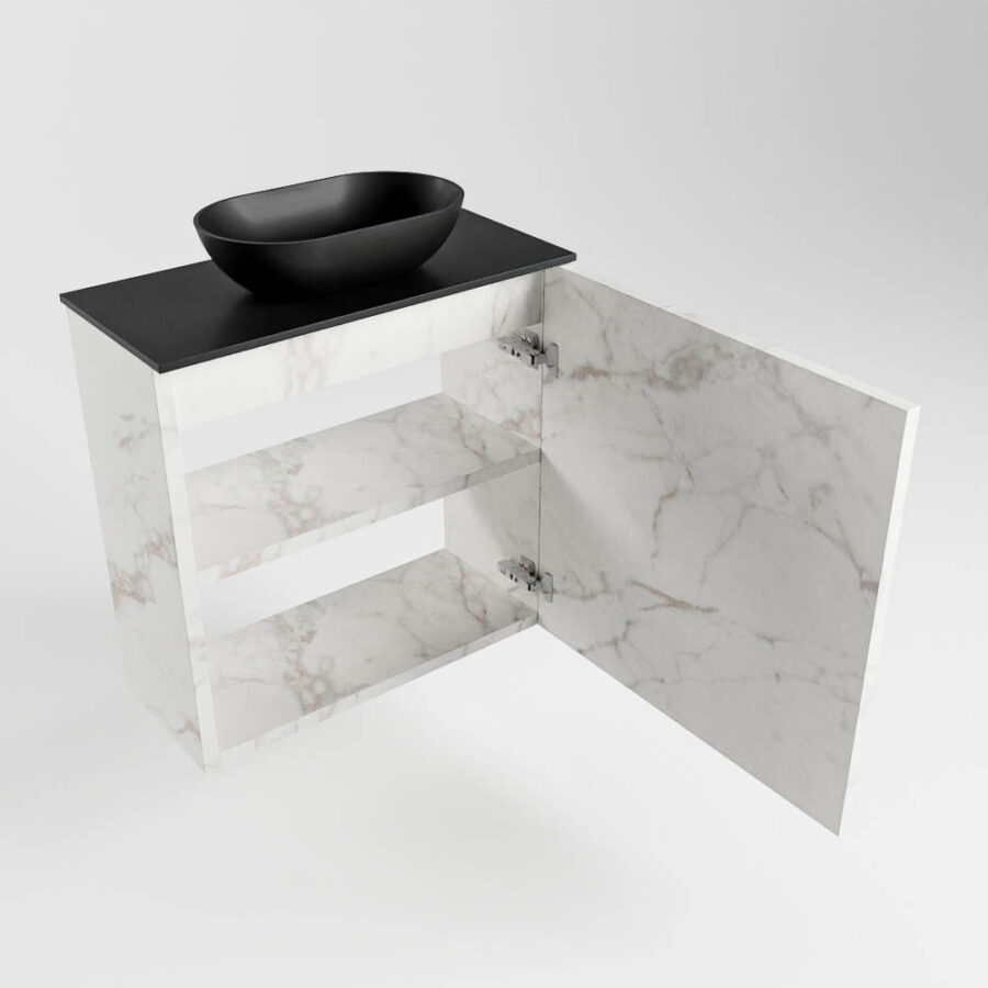 MONDIAZ FOWY toiletmeubel 50cm kleur Carrara. Waskom positie midden kleur urban | urban. Zonder kraangat - Afbeelding 6