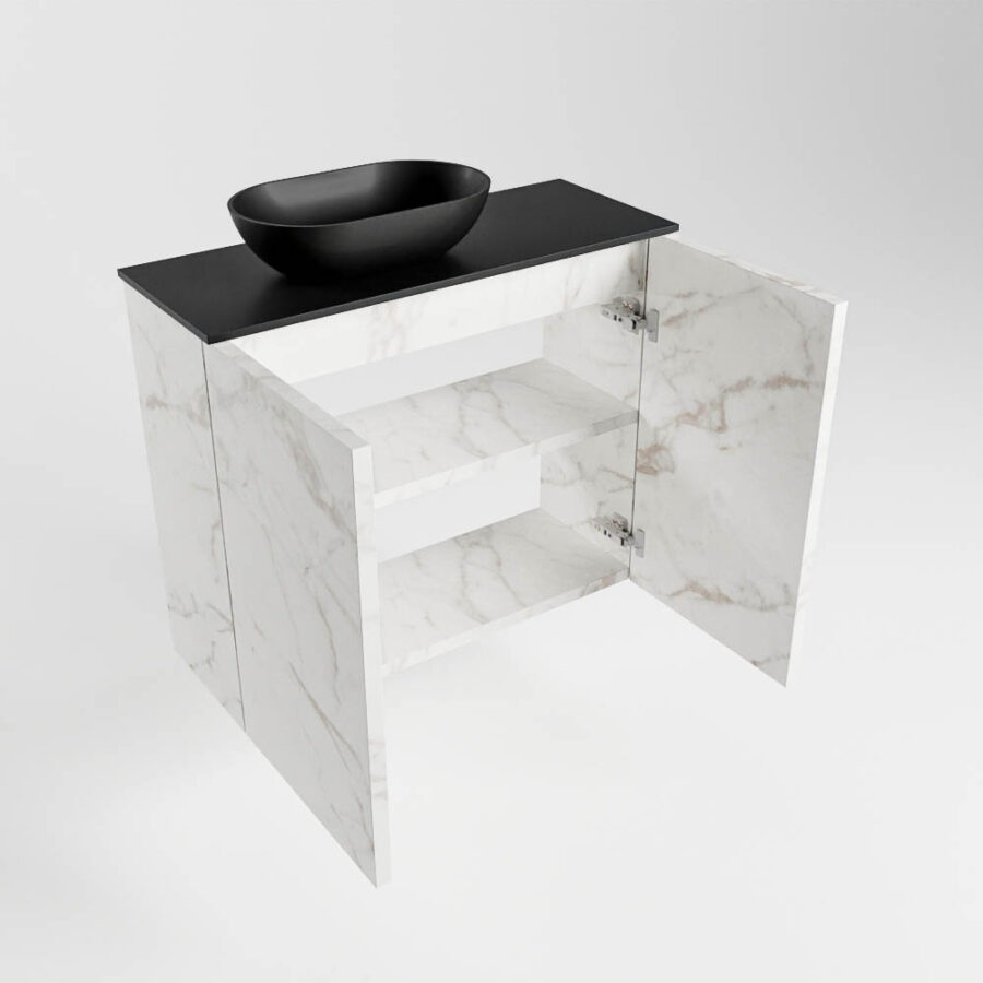 MONDIAZ FOWY toiletmeubel 60cm kleur Carrara. Waskom positie links kleur urban | urban. Met 1 kraangat - Afbeelding 6