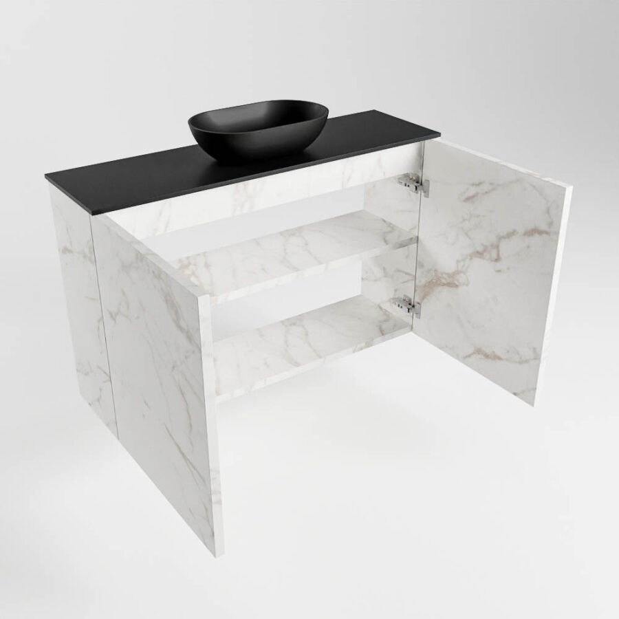 MONDIAZ FOWY toiletmeubel 80cm kleur Carrara. Waskom positie midden kleur urban | urban. Met 1 kraangat - Afbeelding 6
