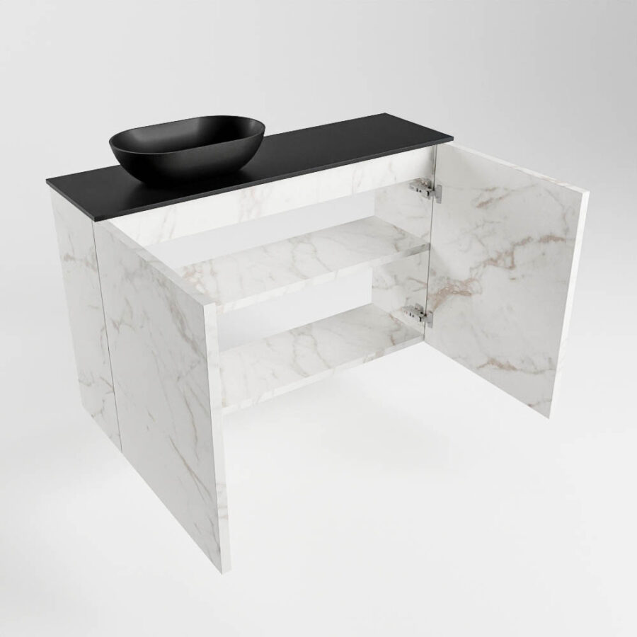MONDIAZ FOWY toiletmeubel 80cm kleur Carrara. Waskom positie links kleur urban | urban. Met 1 kraangat - Afbeelding 6