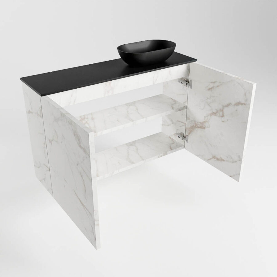 MONDIAZ FOWY toiletmeubel 80cm kleur Carrara. Waskom positie rechts kleur urban | urban. Met 1 kraangat - Afbeelding 6
